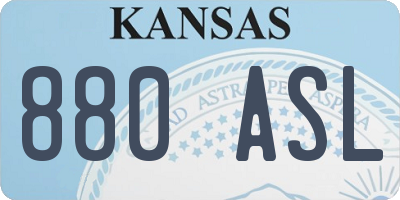 KS license plate 880ASL