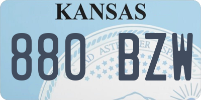 KS license plate 880BZW