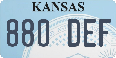 KS license plate 880DEF