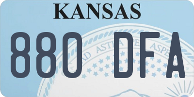 KS license plate 880DFA