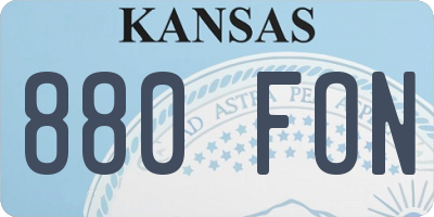 KS license plate 880FON