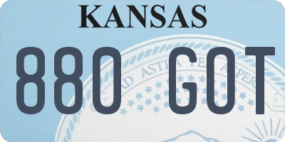 KS license plate 880GOT