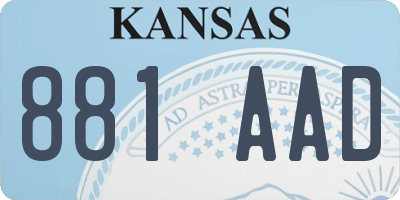 KS license plate 881AAD