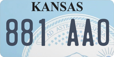 KS license plate 881AAO