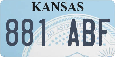 KS license plate 881ABF