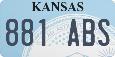 KS license plate 881ABS
