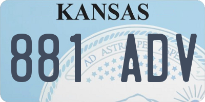 KS license plate 881ADV