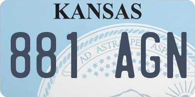 KS license plate 881AGN