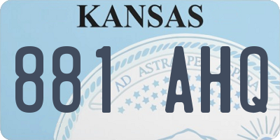 KS license plate 881AHQ