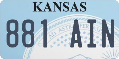 KS license plate 881AIN