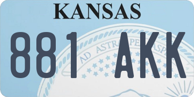 KS license plate 881AKK
