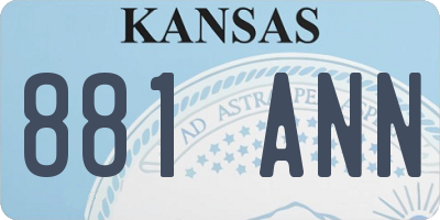 KS license plate 881ANN