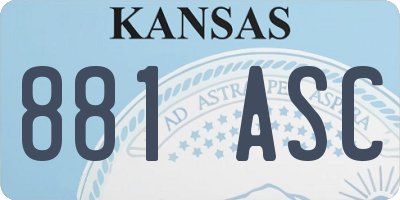 KS license plate 881ASC