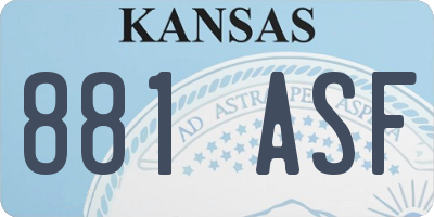 KS license plate 881ASF