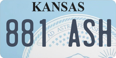 KS license plate 881ASH