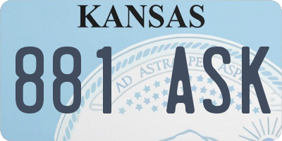 KS license plate 881ASK