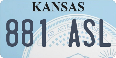 KS license plate 881ASL