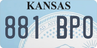 KS license plate 881BPO