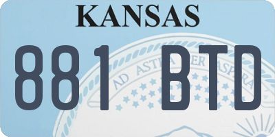 KS license plate 881BTD
