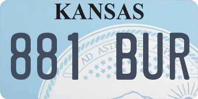KS license plate 881BUR