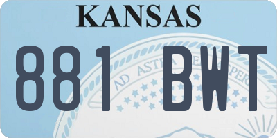 KS license plate 881BWT