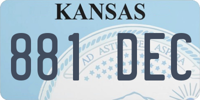 KS license plate 881DEC