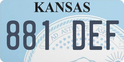 KS license plate 881DEF