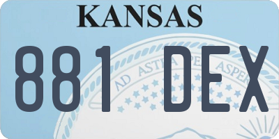 KS license plate 881DEX
