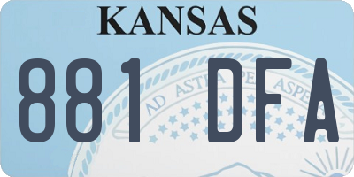 KS license plate 881DFA