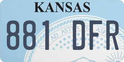 KS license plate 881DFR