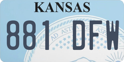 KS license plate 881DFW