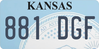 KS license plate 881DGF
