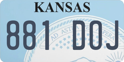 KS license plate 881DOJ