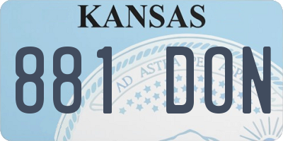 KS license plate 881DON