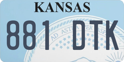 KS license plate 881DTK