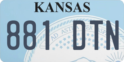 KS license plate 881DTN