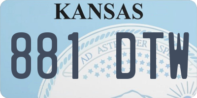 KS license plate 881DTW