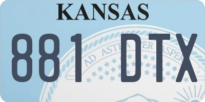 KS license plate 881DTX