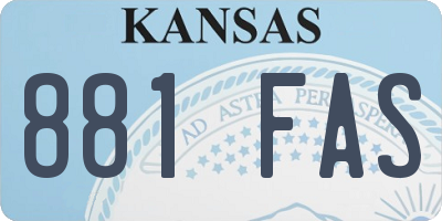 KS license plate 881FAS