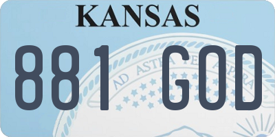 KS license plate 881GOD
