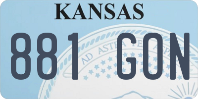 KS license plate 881GON