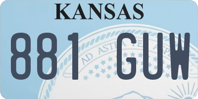 KS license plate 881GUW