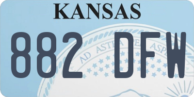 KS license plate 882DFW