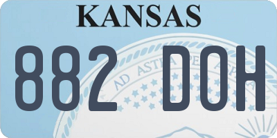 KS license plate 882DOH