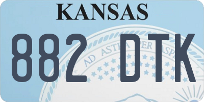 KS license plate 882DTK