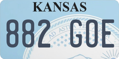 KS license plate 882GOE