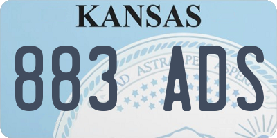 KS license plate 883ADS