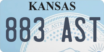 KS license plate 883AST