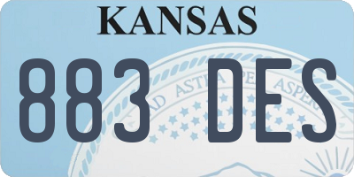 KS license plate 883DES