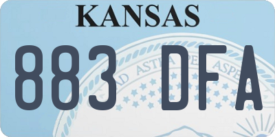 KS license plate 883DFA